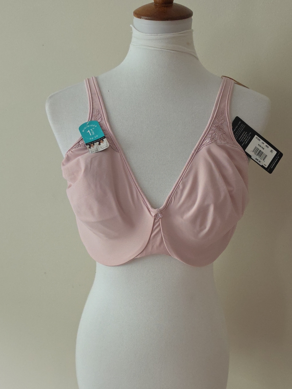 Bali Light Pink Full Coverage Support Bra with Lace Trim Brand New